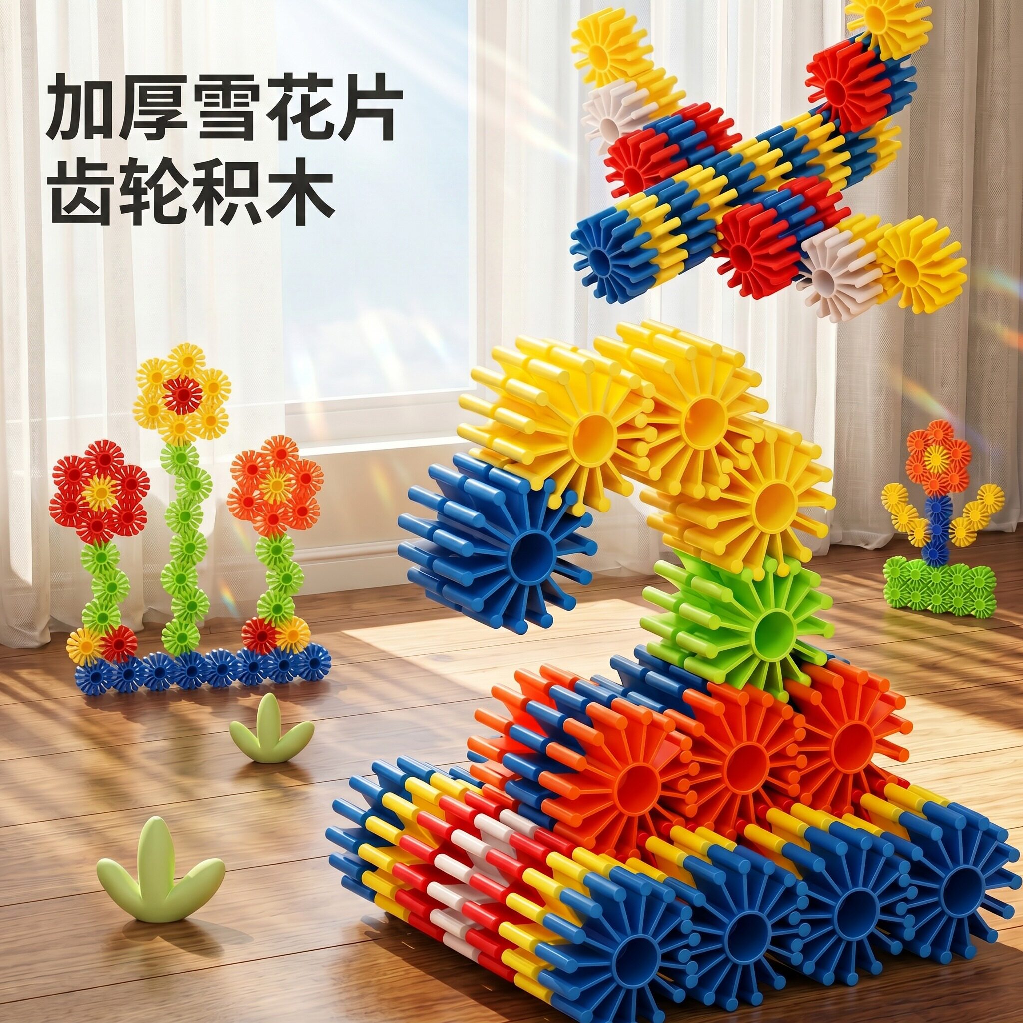 雪花片积木拼插益智玩具儿童百变齿轮乐大颗粒3到6岁自由2026新款