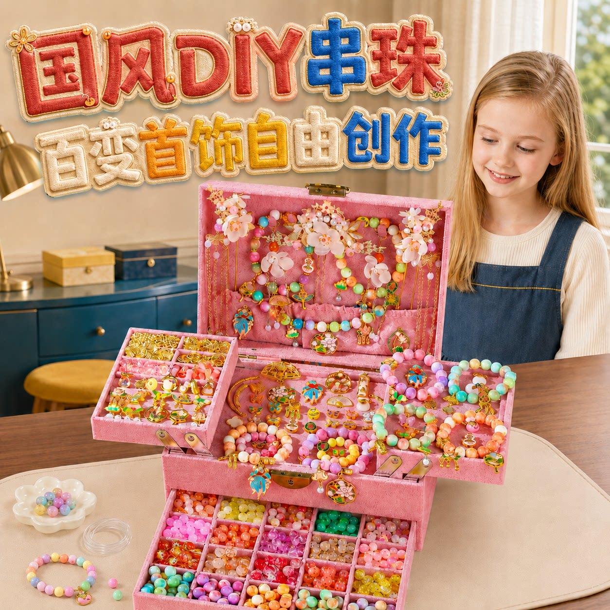 古风高端串珠礼盒女孩生日礼物
