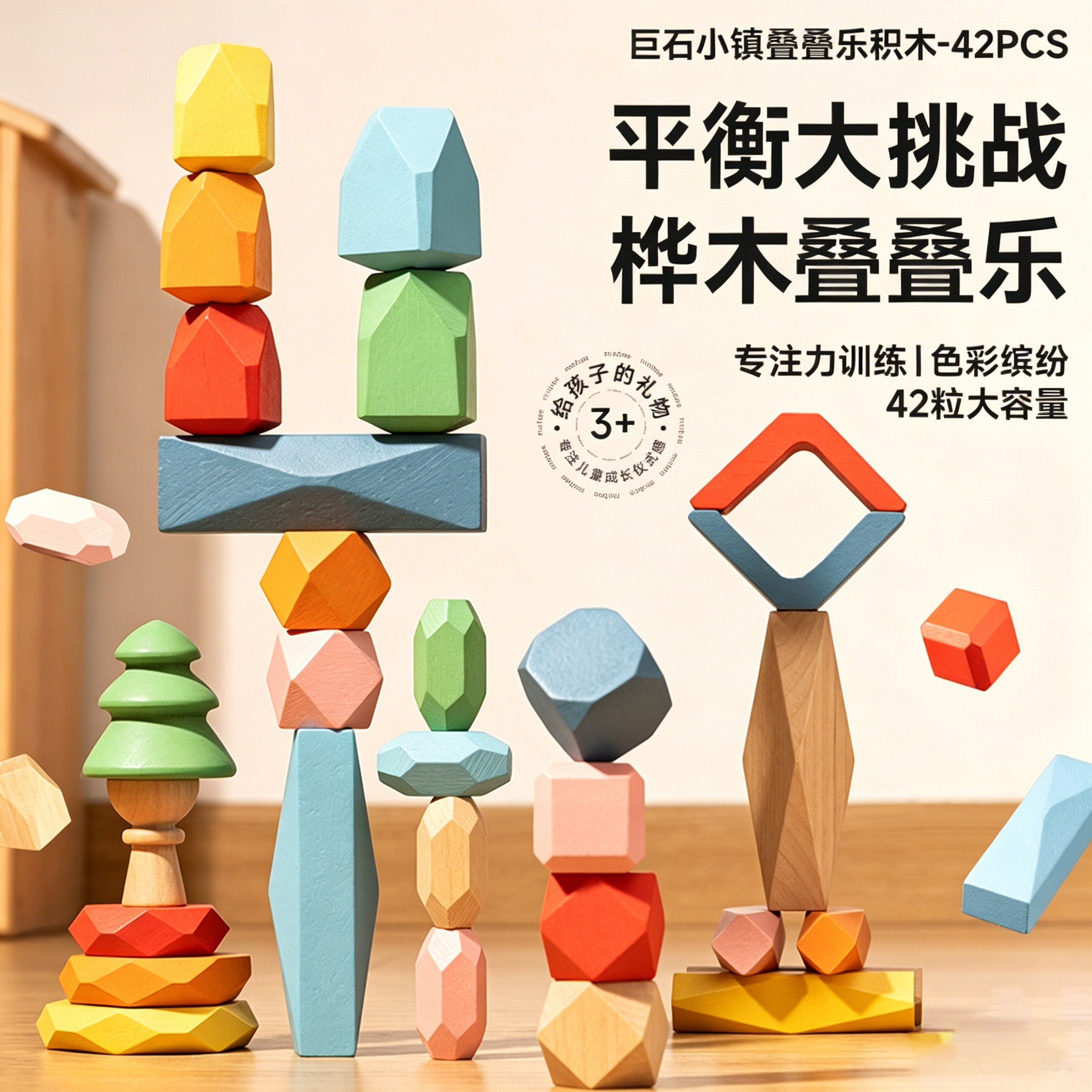 儿童木质平衡叠叠乐益智桌游