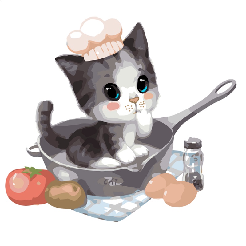 diy数字油e画儿童卡通动漫简单填色萌宠动物手绘装饰