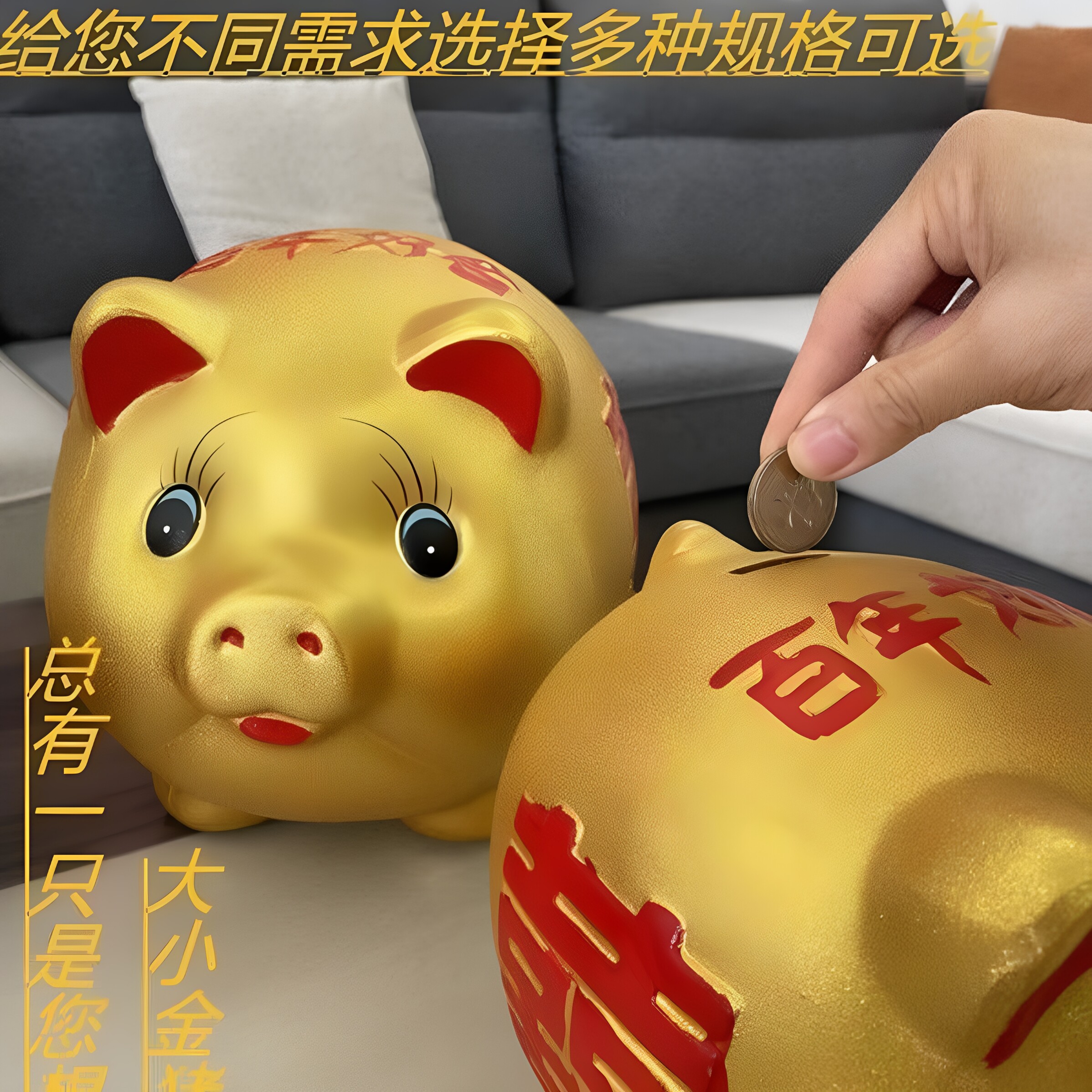 新款可爱猪萌萌猪大容量储蓄罐创意摆件儿童礼物金猪招财进宝