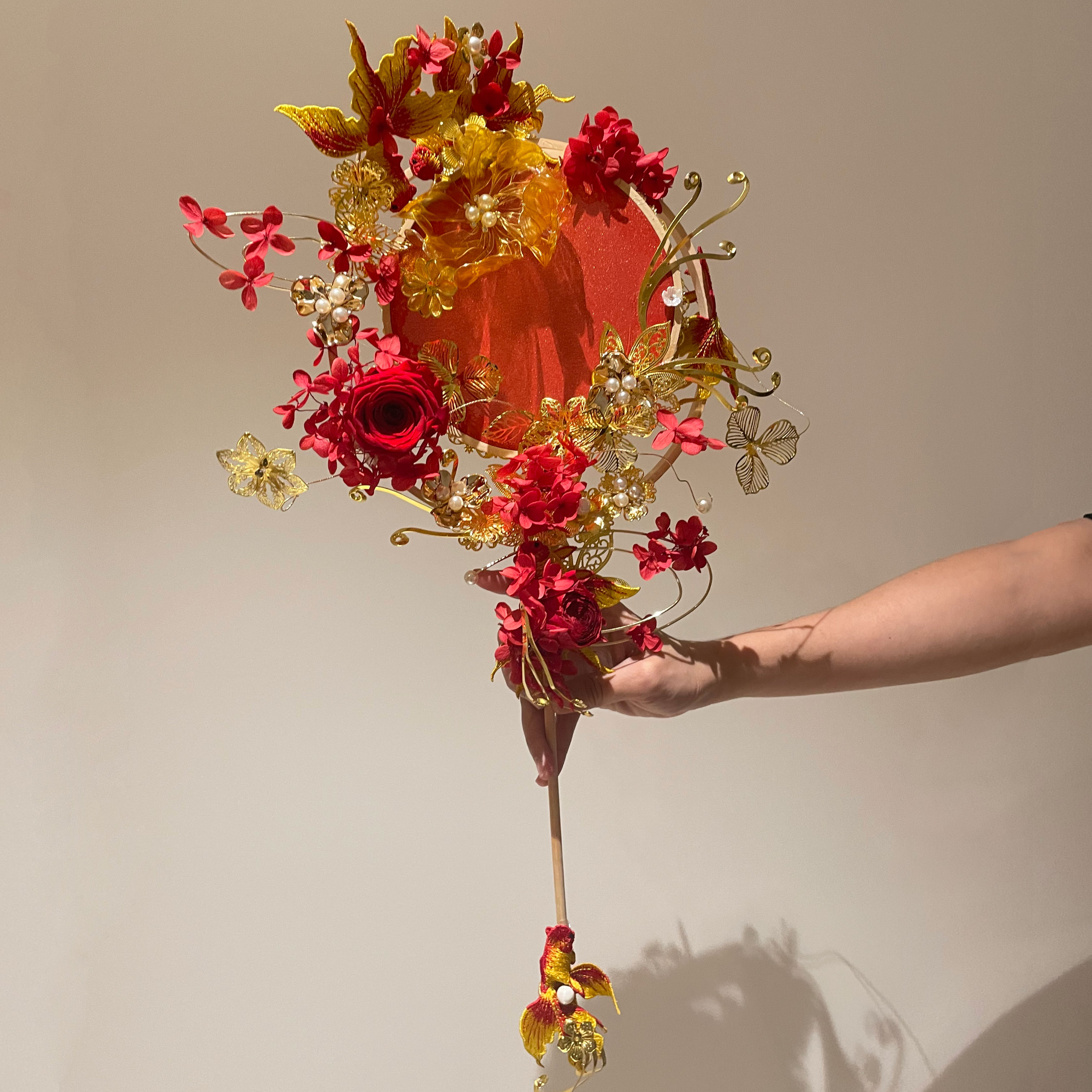 江梦原创设计[永浴爱河]秀禾汉服新娘团扇手工高端装饰品结婚礼物