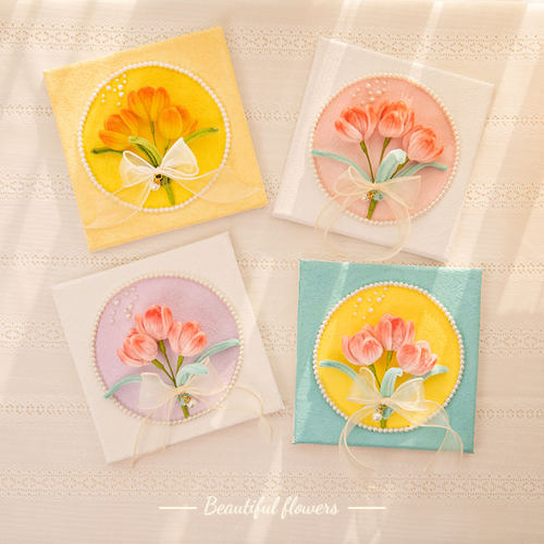 肌理画扭扭棒DIY郁金香花束