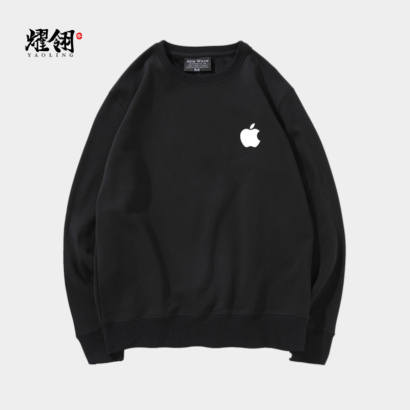 苹果APPLE手机标志圆领卫衣 专卖店秋冬季男女工作服活动装定制