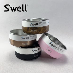 SWELL美国狗碗食盆休普喝水碗防打翻宠物粮盆不锈钢小猫咪吃饭碗