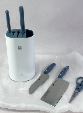 德国pollux双立人双重除菌刀架套装抗菌厨房家用蓝色切菜水果刀具