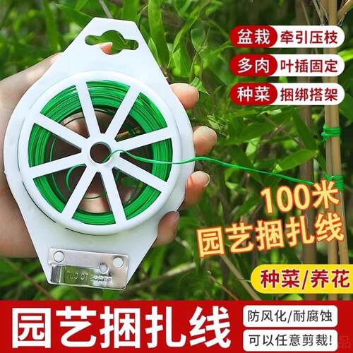 园艺专用包塑铁丝扎带绿色50米可