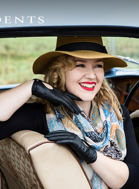 机车款|DENTS毛羊皮透气骑行潮酷户外全指女士手套7-3008礼盒