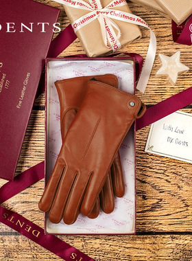 可触屏升级款|DENTS加厚绒保暖御寒毛羊皮女士手套7-2461礼盒