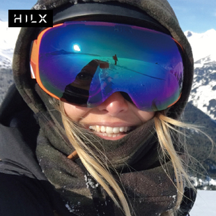 HILX 加拿大滑雪眼镜防雾男女双层大球面滑雪镜护目镜 RECON
