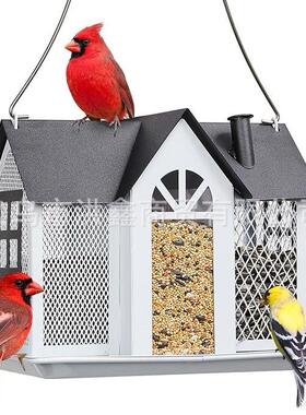 跨境园林悬挂喂鸟餐具金属庭院松鼠喂鸟器蜂鸟补食器铁艺鸟屋装饰