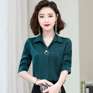 新款 雪紡襯衫 2025年春季 職業(yè)洋氣工作服白襯衣夏季 女春秋短袖 上衣