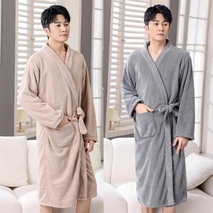 浴袍式 浴巾男士 专用秋冬长袖 可穿可裹比纯棉吸水速干家用洗澡大码