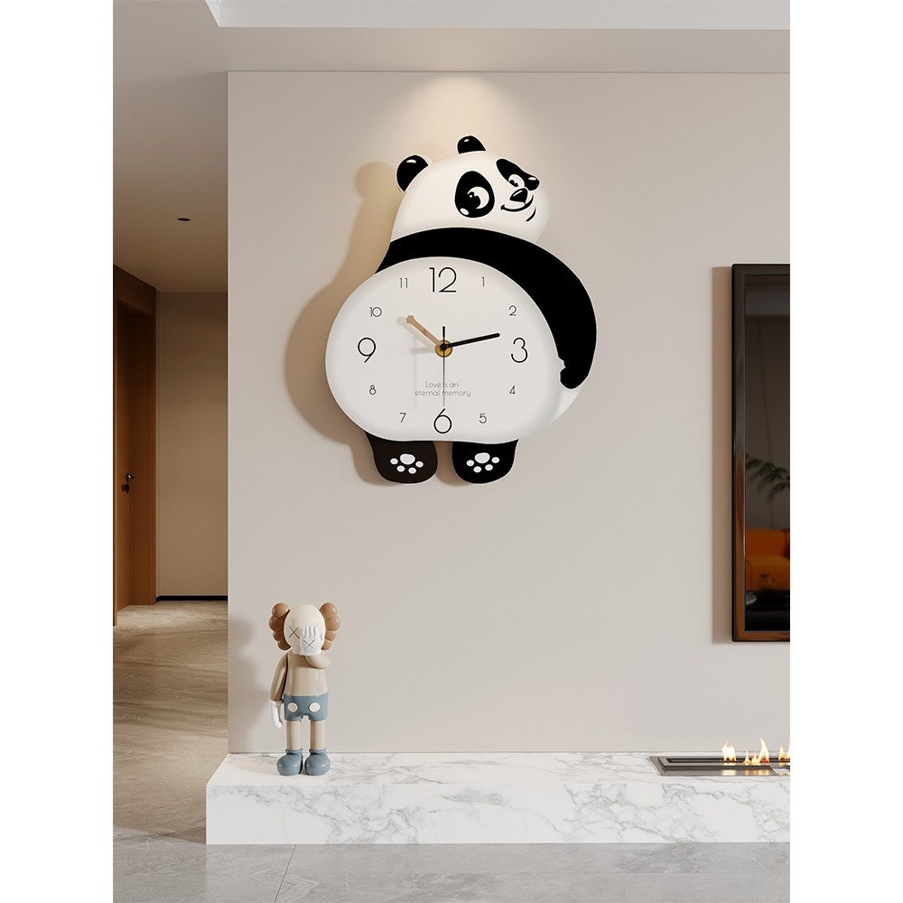 熊猫钟表挂钟客厅餐厅家用2023新款网红创意时钟挂墙简约大气壁灯,家居饰品,挂钟,淘宝优惠券,粉丝福利购,淘宝优惠卷