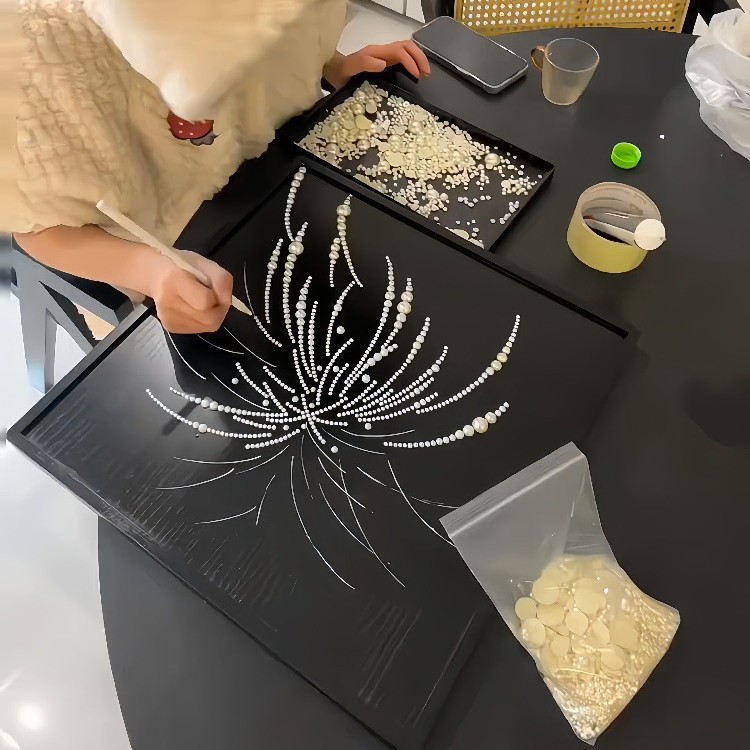 爆闪浪漫手工diy珍珠烟花画全套材料包送闺蜜朋友数字手工装饰画