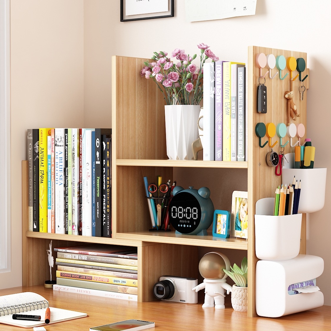 桌面书架书桌收纳置物架办公室桌上多层储物柜子家用简易小型书柜