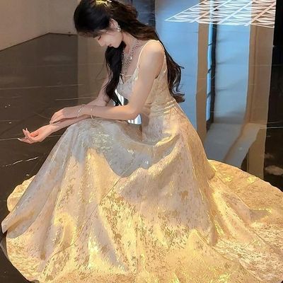 复古重工刺绣千金连衣裙生日高级气质轻奢礼服伴娘礼服裙