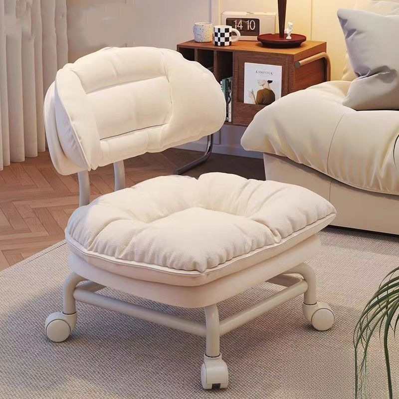 网红懒人靠背椅子家用板凳万向轮圆凳带娃神器小凳子滑轮矮凳