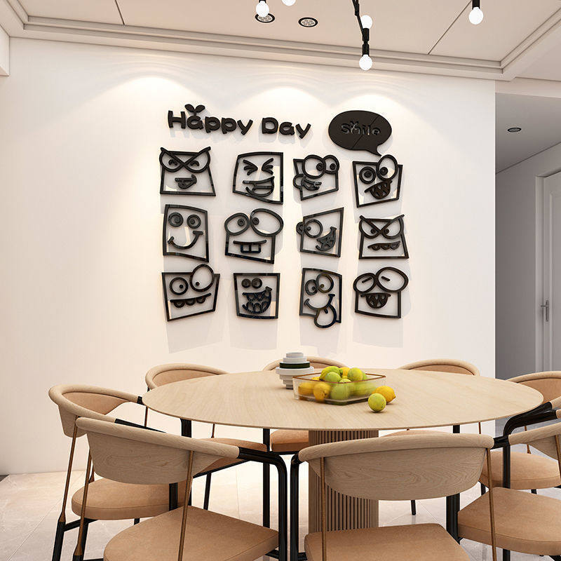表情墙壁贴画背景3d立体墙贴ins风客厅沙发搞怪电视墙面装饰贴纸