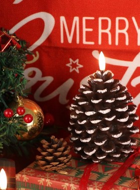 Flames Pinecone Cand圣诞节松果蜡烛灯