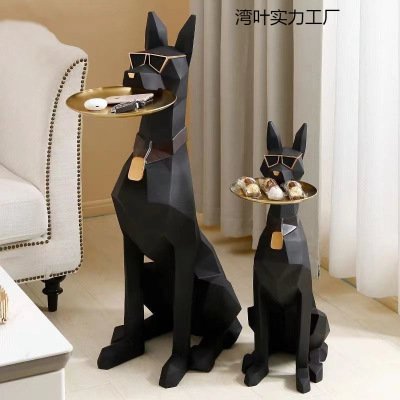 轻奢客厅装饰守护绅士犬摆设装饰品落地大型创意落地绅士狗摆件