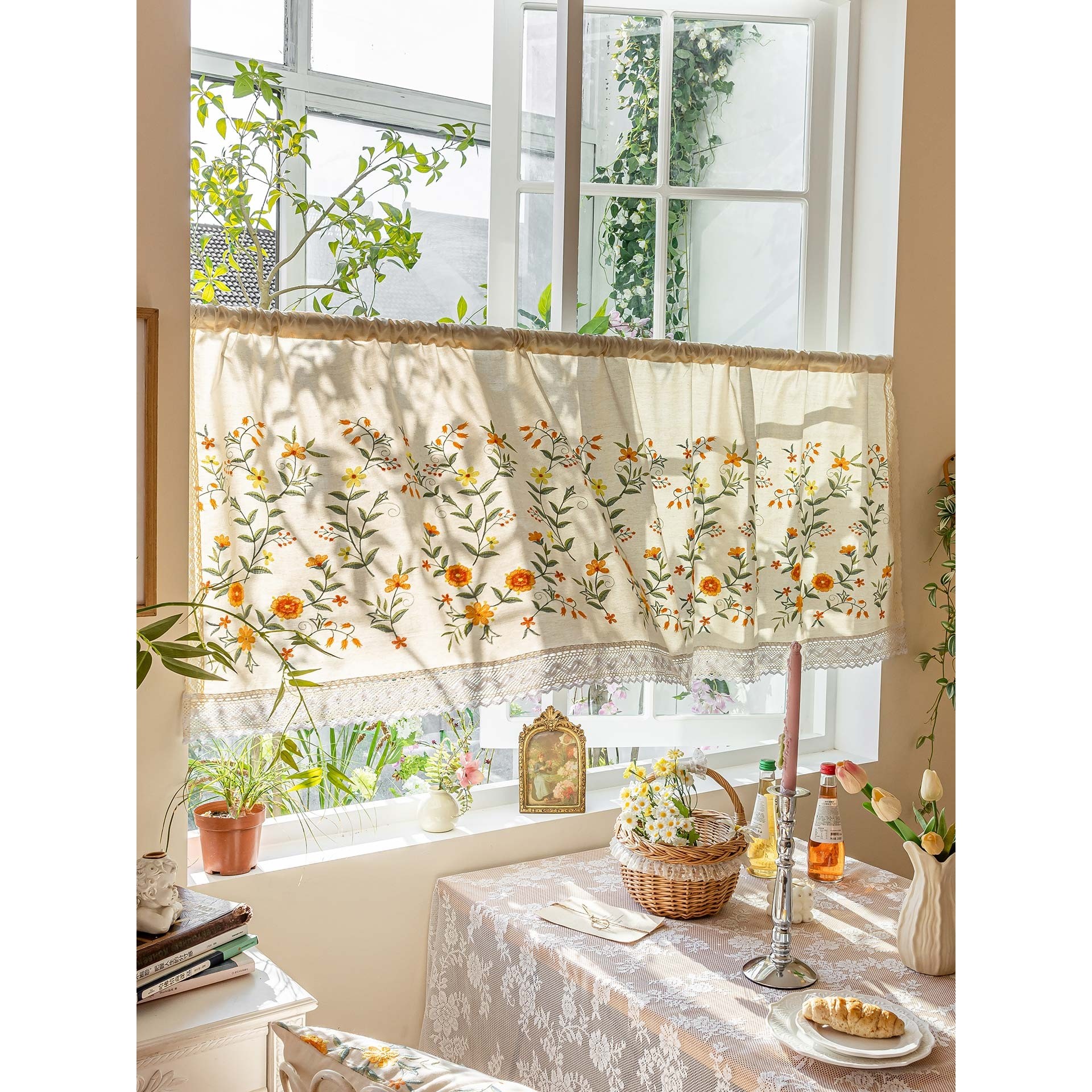 ?美式田园小半帘遮挡帘不透人隐私帘厨房小窗帘短帘柜子屏风帘子