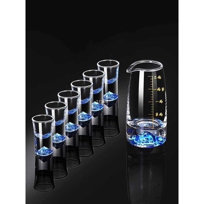 创意轻奢白酒杯分酒器家用玻璃喝酒杯子一口杯带刻度酒具套装