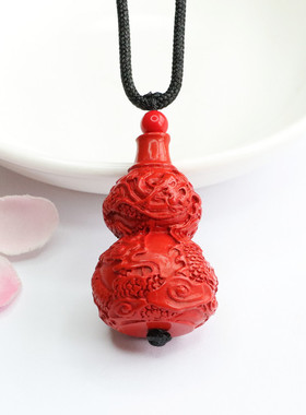 朱砂吊坠龙纹福禄齐康葫芦红砂挂件新中式民族风饰品男女士礼物