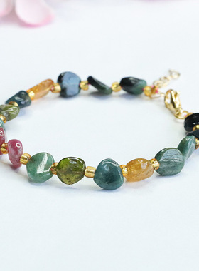 天然碧玺手串糖果色随形彩宝中国风气质ins风女士款手链水晶饰品