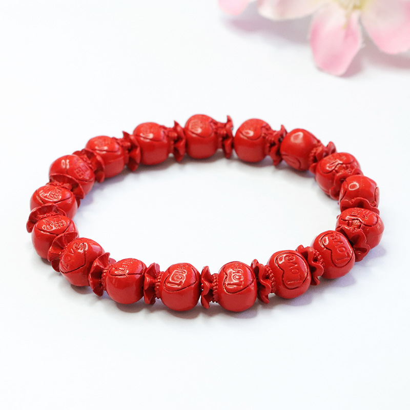 朱砂代代有福福袋手串红砂LOVE福手链男女士气质简约饰品情侣礼物