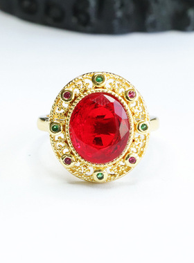 时尚戒指红色鸽子蛋个性时尚指环女士复古民族风饰品节日礼物