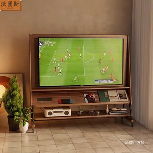 实木可移动电视机柜客厅家用小户型现代简约落地收纳储物电视支架