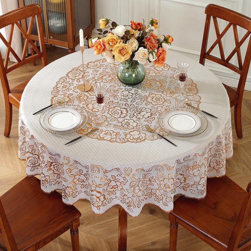 圆桌桌布免洗防水防油防烫新款酒店餐厅轻奢高级感圆形餐桌布