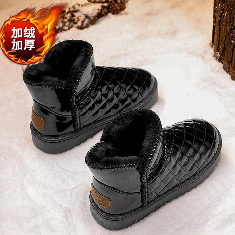 男童雪地靴2024冬季新款儿童加绒加厚棉鞋中大童男孩保暖亮面短靴