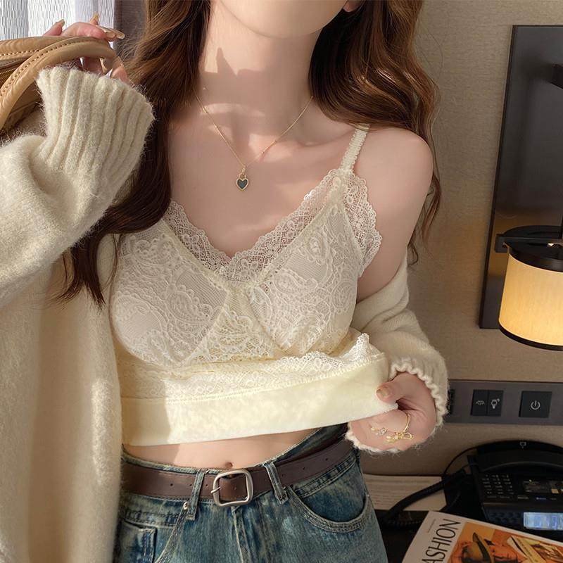 蕾丝吊带女内搭加绒背心带胸垫2024新款秋冬季保暖打底设计感上衣,女装/女士精品,背心吊带,淘宝优惠券,粉丝福利购,淘宝优惠卷