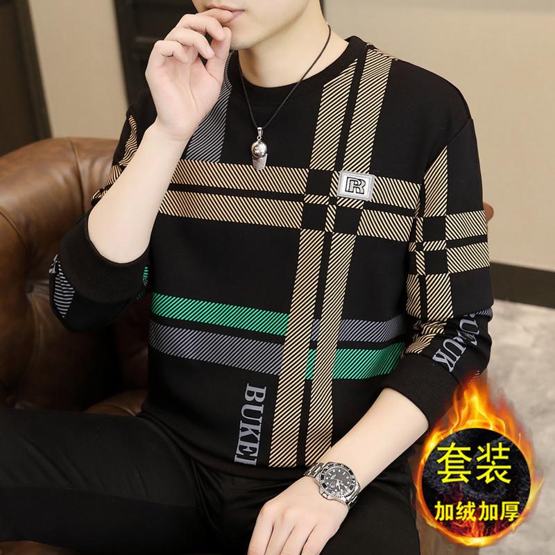 保暖内衣男士冬季加厚加绒青少年潮流可外穿防寒上衣秋衣秋裤套装