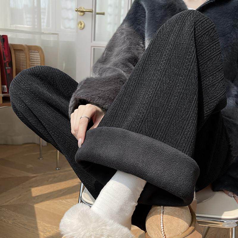 羊羔绒雪尼尔裤子女2024新款秋冬加绒加厚高腰垂感休闲直筒阔腿裤,女装/女士精品,休闲裤,淘宝优惠券,粉丝福利购,淘宝优惠卷