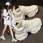 春夏增高休闲小白鞋 真皮厚底老爹鞋 女鞋 透气运动鞋 女2025新款 夏季