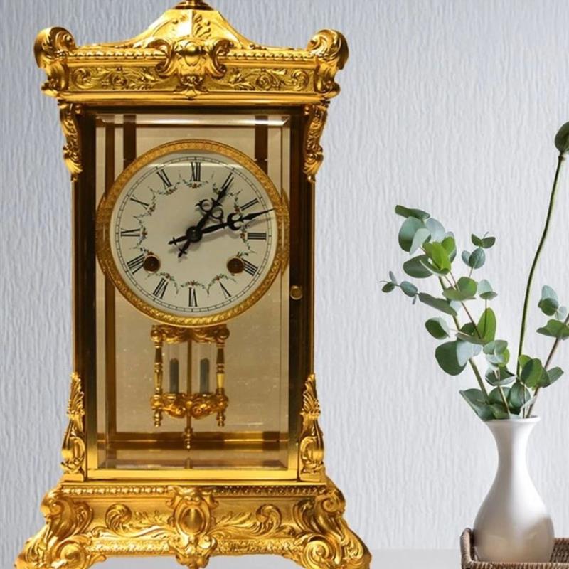 钟声平安铜镀金四明钟欧式钟表台钟座钟落地中德国赫姆勒机芯客厅