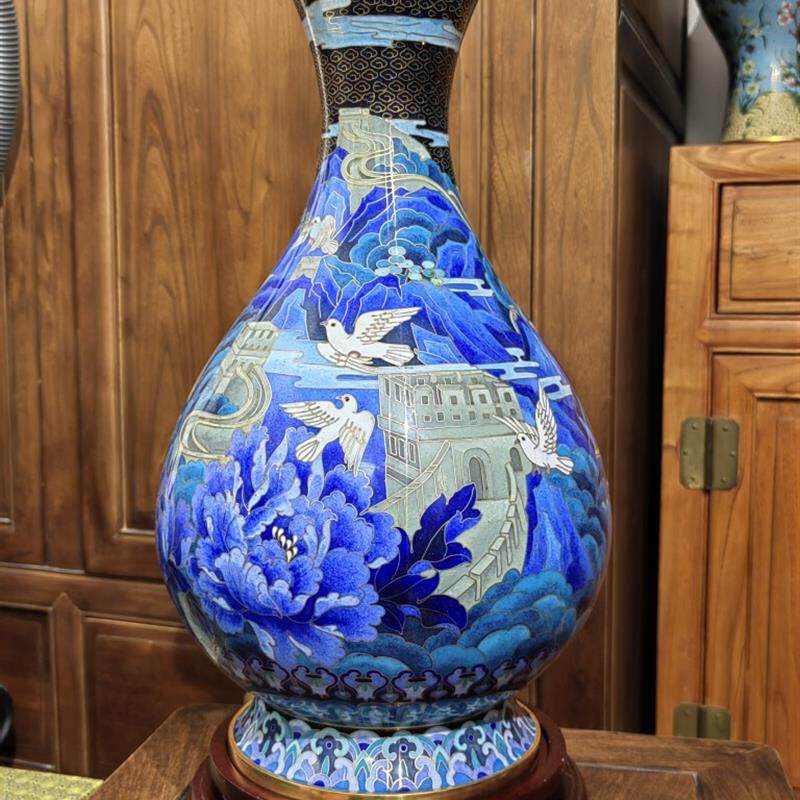景泰蓝和平欢歌花瓶摆件长安富贵瓶外事礼品商务办公室书柜装饰品