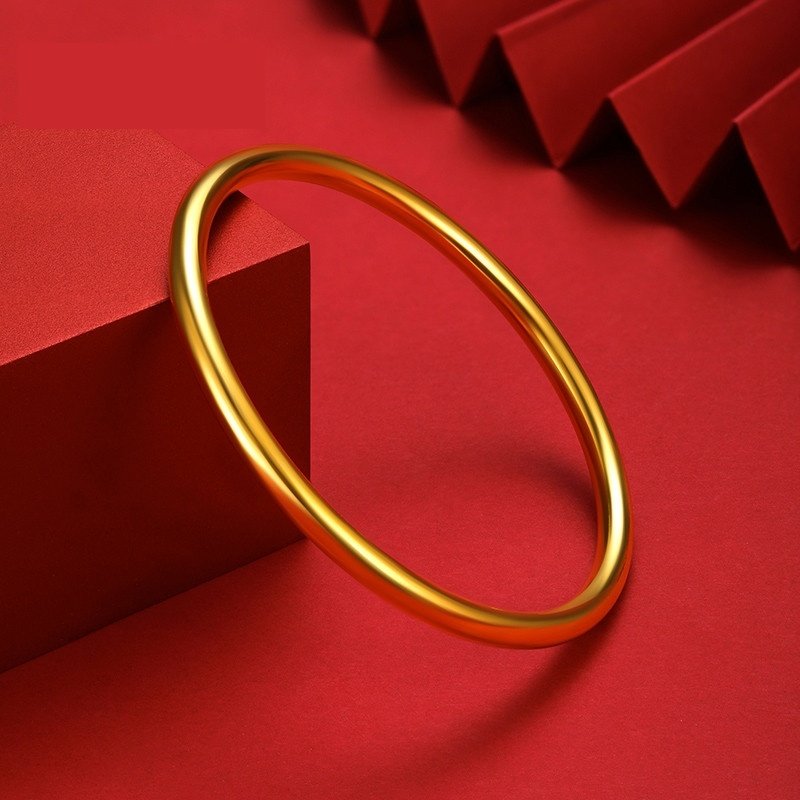 手镯黄金仿真古法手镯传承女仿黄金色镀金素圈送礼品结婚道具