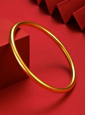 手镯黄金仿真古法手镯传承女仿黄金色镀金素圈送礼品结婚道具