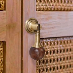 中古柜门拉手复古胡桃木把手中古风古铜色抽屉把手衣柜门拉手