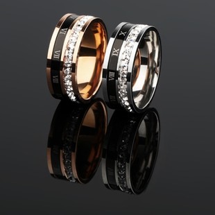 镶钻罗马数字转动戒指男高潮流百搭钛钢指环手饰男生戒子男款