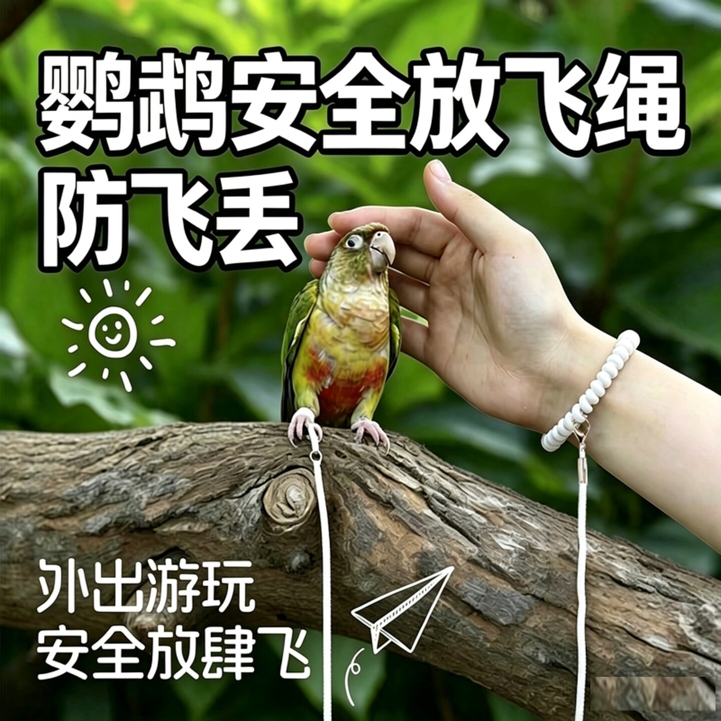 鹦鹉放飞溜鸟绳安全放飞绳防飞丢失外出游玩专业鸟用小太阳放飞绳