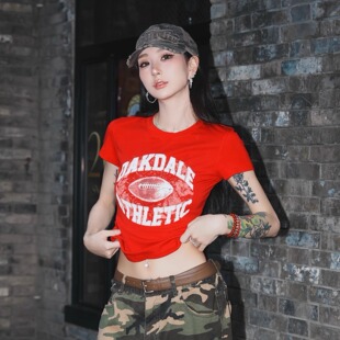 OOTC「根源」橄榄球短袖T恤女夏季新款运动风百搭显瘦休闲上衣潮