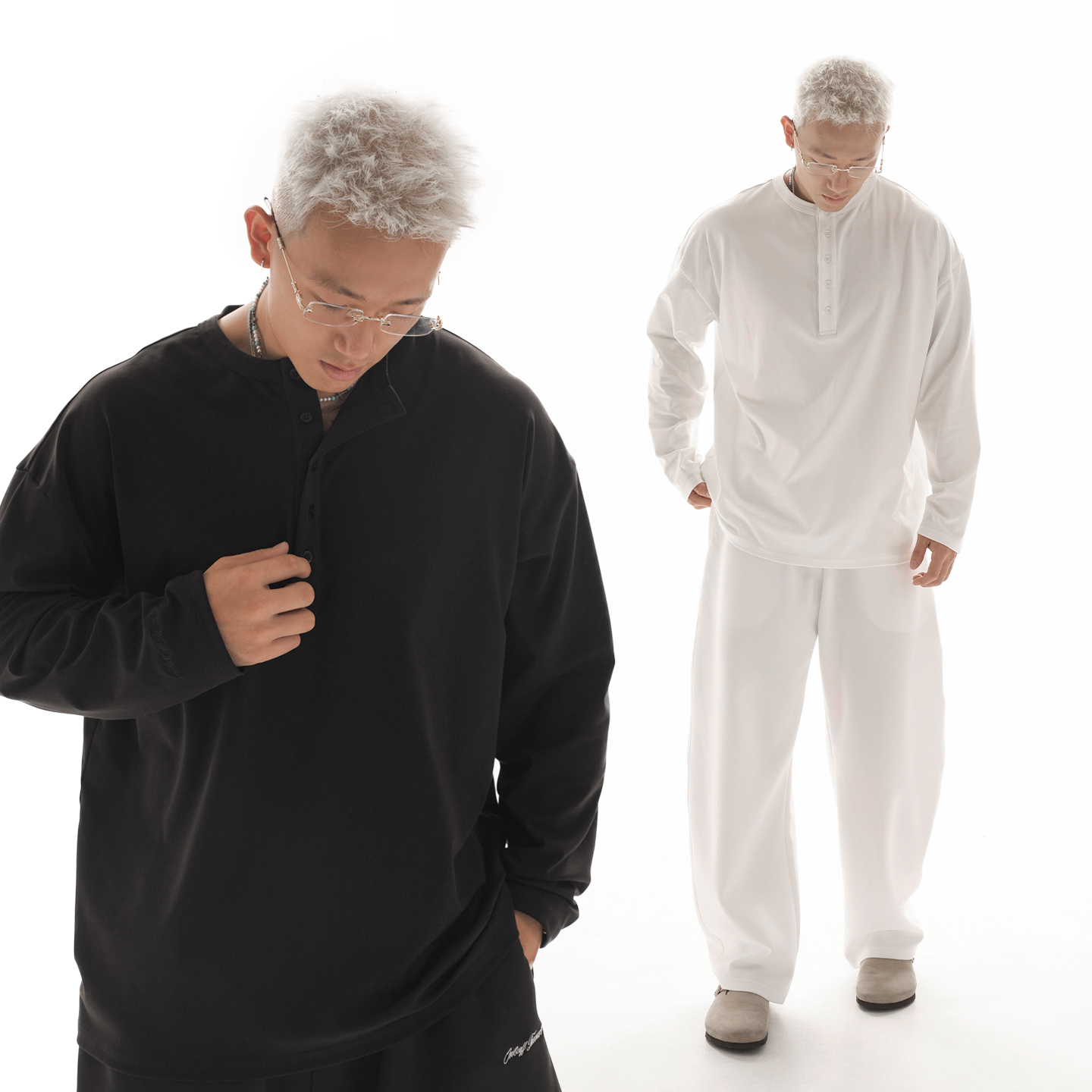 OOTC 老钱风设计秋冬长袖亨利衫简约气质打底上衣2025秋冬新款男