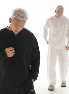 OOTC 老钱风设计秋冬长袖亨利衫简约气质打底上衣2025秋冬新款男