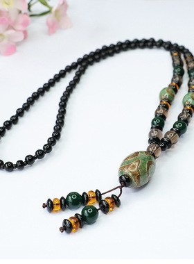 三眼天珠玛瑙项链玉髓藏式民族风饰品复古民族风饰品时尚个性礼物