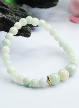 天然翡翠手串a货玉石三生三世金色花帽手链珠宝男女情侣简约饰品